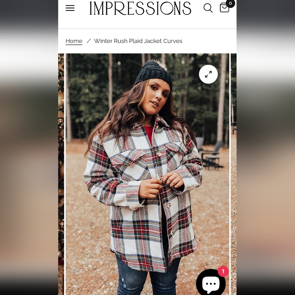 Impressions, 1x, Plaid Women's Jacket - Red and White